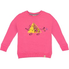 BEETLEBEEZ Kız Çocuk Bisiklet Yaka Baskılı Sweatshirt - Pembe