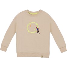 Beetlebeez Çocuk Bisiklet Yaka Nakışlı Sweatshirt - Bej