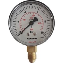 Ø 100 - 0 - 10 Bar 1/2 Alttan Çıkışlı Kuru Tip Manometre