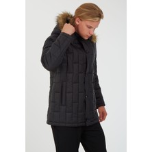 Sposo SPOSO1735 Su Itici ve Rüzgar Geçirmez Çıkma Kapşonlu Siyah Erkek Kaban