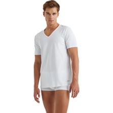 BLACKSPADE 9239 ERKEK TENDER COTTON V YAKA KISA KOL BEYAZ T-SHİRT