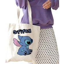 Ling Yinteng Lingyinteng Y2K Disney Dikişli Tote Shopper Kanvas Çanta Eko Lilo ve Dikiş Alışveriş Çantası Kadın Tote Harajuku Kadın (Yurt Dışından)