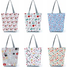 Ling Yinteng Lingyinteng Hemşire Kalp Diş Işareti Özelleştirilmiş Eco Shopper Kadın Çantası Rahat Seyahat Çantası Omuz Çantası Polyester Tote Çanta Estetik (Yurt Dışından)