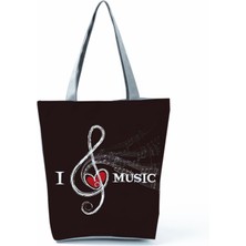 Ling Yinteng Lingyinteng Yeni Müzik Sembolü Baskılı Omuz Çantası, Modaya Uygun Piyano Anahtarlı Debriyaj, Taşınabilir Büyük Kapasiteli Tote Çanta (Yurt Dışından)