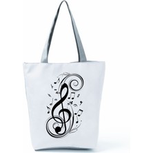 Ling Yinteng Lingyinteng Yeni Müzik Sembolü Baskılı Omuz Çantası, Modaya Uygun Piyano Anahtarlı Debriyaj, Taşınabilir Büyük Kapasiteli Tote Çanta (Yurt Dışından)