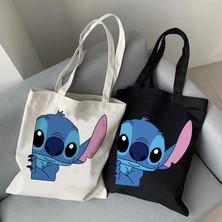 Ling Yinteng Lingyinteng Y2K Disney Dikişli Tote Shopper Kanvas Çanta Eko Lilo ve Dikiş Alışveriş Çantası Kadın Tote Harajuku Kadın (Yurt Dışından)