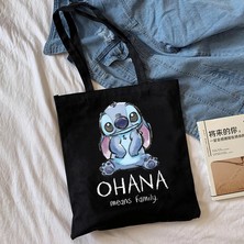 Ling Yinteng Lingyinteng Y2K Disney Dikişli Tote Shopper Kanvas Çanta Eko Lilo ve Dikiş Alışveriş Çantası Kadın Tote Harajuku Kadın (Yurt Dışından)