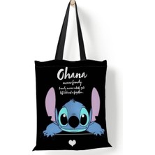 Ling Yinteng Lingyinteng Disney Kadın Tote Çanta Mickey Mouse Lilo ve Dikiş Kanvas Tote Büyük Kapasiteli Alışveriş Çantası Kız Omuz Çantası (Yurt Dışından)
