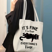 Ling Yinteng Lingyinteng Kadın Tote Çanta Bu Güzel Ben Ince Baskı Kanvas Alışveriş Çantası Karikatür Harajuku Kedi Kadın Işe Gidiş-Dönüş Çantası Tote Çanta (Yurt Dışından)