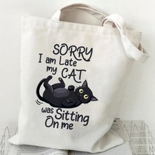 Ling Yinteng Lingyinteng Kadın Tote Çanta Bu Güzel Ben Ince Baskı Kanvas Alışveriş Çantası Karikatür Harajuku Kedi Kadın Işe Gidiş-Dönüş Çantası Tote Çanta (Yurt Dışından)