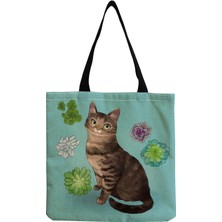 Ling Yinteng Lingyinteng Sevimli Kedi Günlüğü Boyama Tote Çanta Kızlar Için Kedi Kaleci Sanat Moda Seyahat Çantası Kadınlar Için Rahat Eko Alışveriş Yüksek Kaliteli Katlanabilir Tote Çanta (Yurt Dışından)