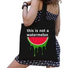Ling Yinteng Lingyinteng Bu Bir Karpuz Değil Kanvas Tote Çanta Büyük Kapasiteli Seyahat Alışveriş Süpermarket Çantası Moda Basit Omuz Çantası Organizatör (Yurt Dışından)