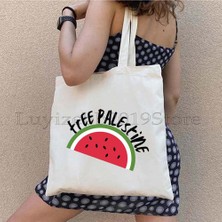 Ling Yinteng Lingyinteng Bu Bir Karpuz Değil Kanvas Tote Çanta Büyük Kapasiteli Seyahat Alışveriş Süpermarket Çantası Moda Basit Omuz Çantası Organizatör (Yurt Dışından)