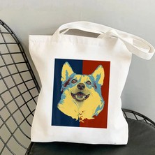 Ling Yinteng Lingyinteng Karikatür Eğlenceli Kawaii Sanat Baskı Çanta Omuzdan Askili Çanta Rahat Alışveriş Kız Çanta Kadın Kanvas Çanta (Yurt Dışından)