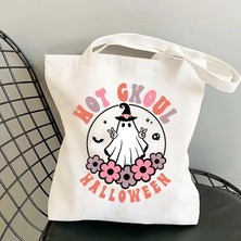 Ling Yinteng Lingyinteng Cadılar Bayramı Balkabağı Hayalet Festivali Baskı Büyük Kapasiteli Doğum Günü Hediyesi Çanta Karikatür Yaratıcı Tote Çanta Hediye Çantası (Yurt Dışından)