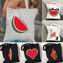 Ling Yinteng Lingyinteng Bu Bir Karpuz Değil Kanvas Tote Çanta Büyük Kapasiteli Seyahat Alışveriş Süpermarket Çantası Moda Basit Omuz Çantası Organizatör (Yurt Dışından)