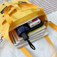Ling Yinteng Lingyinteng Sevimli Ayı ve Kuzu Moda Öğrenci Kanvas Çanta Kadın Taşıma Çantası Omuz Crossbody Çanta Edebi Taşıma Çantası (Yurt Dışından)