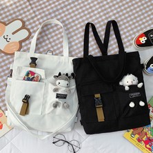 Ling Yinteng Lingyinteng Sevimli Ayı ve Kuzu Moda Öğrenci Kanvas Çanta Kadın Taşıma Çantası Omuz Crossbody Çanta Edebi Taşıma Çantası (Yurt Dışından)