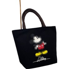 Ling Yinteng Lingyinteng Tib Çantası Öğrenci Yeni Stil Mickey Baskılı Şık Öğle Yemeği Çantası Çok Yönlü Basit Sevimli Sevimli El Taşıma Anne Çantası (Yurt Dışından)