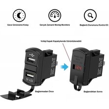 Erol Bfy Ikili USB Soketi + Voltmetre Kare