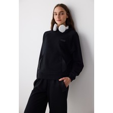 Siyah Kapitone Detay Marita Sweatshirt - Saude Koleksiyonu