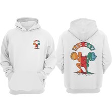 The Wert Unisex Leg Day Halter Tasarım Ön Arka Baskılı Normal Kalıp Beyaz Sweatshirt