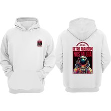 The Wert Unisex Retro Paradigm Tasarım Ön Arka Baskılı Normal Kalıp Beyaz Sweatshirt