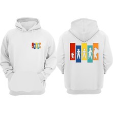 The Wert Unisex Goku Anıme Karakterleri Tasarım Ön Arka Baskılı Normal Kalıp Beyaz Sweatshirt
