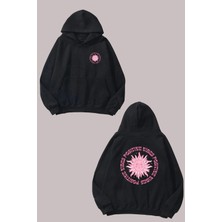 The Wert Unisex Postı ve Vibes Tasarım Ön Arka Baskılı Normal Kalıp Siyah Sweatshirt