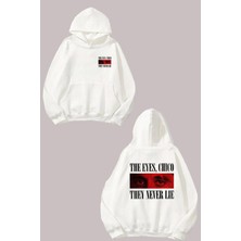 The Wert Unisex The Eyes Chıco The Never Lıe Tasarım Ön Arka Baskılı Normal Kalıp Beyaz Sweatshirt