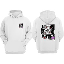 The Wert Unisex Uchiha Eyes By Feringrh Tasarım Ön Arka Baskılı Normal Kalıp Beyaz Sweatshirt