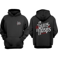 The Wert Unisex Guns Roses Tasarım Ön Arka Baskılı Normal Kalıp Siyah Sweatshirt