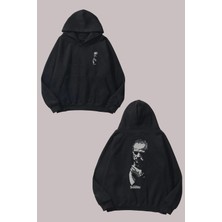 The Wert Unisex The Godfather Gri Cizim Tasarım Ön Arka Baskılı Normal Kalıp Siyah Sweatshirt