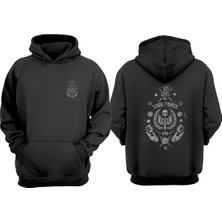 The Wert Unisex Task Force 141 Kanat Tasarım Ön Arka Baskılı Normal Kalıp Siyah Sweatshirt