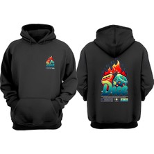 The Wert Unisex The Dice Are On Fire Tasarım Ön Arka Baskılı Normal Kalıp Siyah Sweatshirt