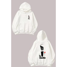 The Wert Unisex The Choasfather Joker Tasarım Ön Arka Baskılı Normal Kalıp Beyaz Sweatshirt