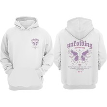 The Wert Unisex Unfolding Possibilities Tasarım Ön Arka Baskılı Normal Kalıp Beyaz Sweatshirt