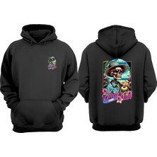 The Wert Unisex Summer Graphic Tasarım Ön Arka Baskılı Normal Kalıp Siyah Sweatshirt