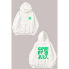 The Wert Unisex One For All Green Tasarım Ön Arka Baskılı Normal Kalıp Beyaz Sweatshirt