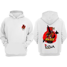 The Wert Unisex Bandık Gowa Tasarım Ön Arka Baskılı Normal Kalıp Beyaz Sweatshirt