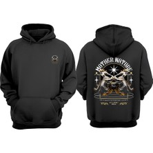 The Wert Unisex Mother Naturel Lustrative Tasarım Ön Arka Baskılı Normal Kalıp Siyah Sweatshirt