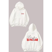 The Wert Unisex Ultra Nan Tasarım Ön Arka Baskılı Normal Kalıp Beyaz Sweatshirt