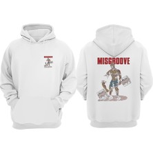 The Wert Unisex Body Building Zombi Tasarım Ön Arka Baskılı Normal Kalıp Beyaz Sweatshirt