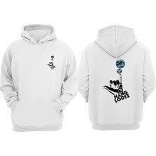 The Wert Unisex Hang Loose Tasarım Ön Arka Baskılı Normal Kalıp Beyaz Sweatshirt