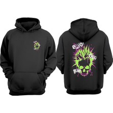 The Wert Unisex Enjoy Your Trip Tasarım Ön Arka Baskılı Normal Kalıp Siyah Sweatshirt