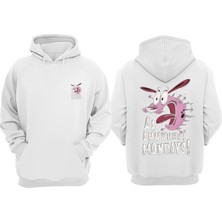 The Wert Unisex Mondays Dog Tasarım Ön Arka Baskılı Normal Kalıp Beyaz Sweatshirt