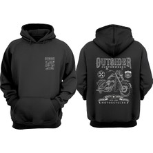 The Wert Unisex Customizable Outsider Tasarım Ön Arka Baskılı Normal Kalıp Siyah Sweatshirt