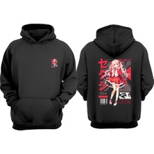 The Wert Unisex Get Silly! Tasarım Ön Arka Baskılı Normal Kalıp Siyah Sweatshirt