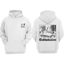 The Wert Unisex Gabbatical Tasarım Ön Arka Baskılı Normal Kalıp Beyaz Sweatshirt
