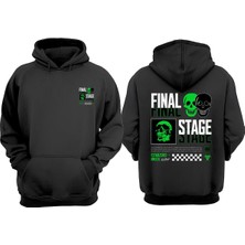 The Wert Unisex Skull Acid Graphic Tasarım Ön Arka Baskılı Normal Kalıp Siyah Sweatshirt